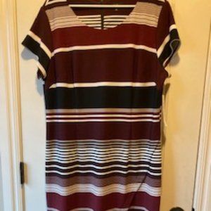 Ile New York Size 18 Black, white and red striped dress.